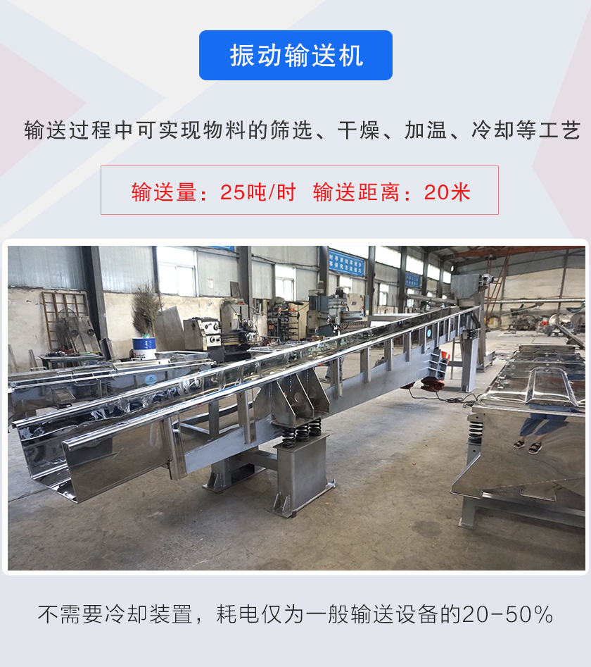 輸送過(guò)程中可實(shí)現(xiàn)物料的篩選、干燥、加溫、冷卻等工藝