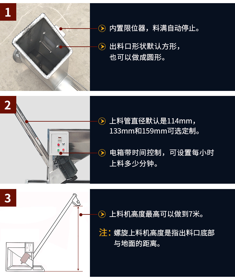 不銹鋼螺旋輸送機(jī)自動(dòng)上料，可定制管徑，高度可做到7米