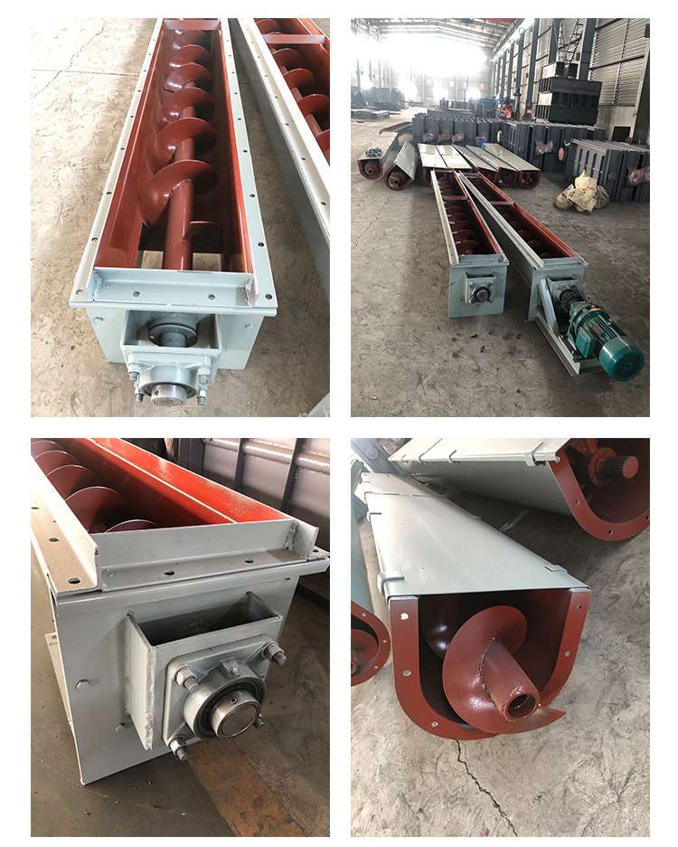 U型螺旋輸送機(jī)細(xì)節(jié)展示，采用不銹鋼材質(zhì)，輸送穩(wěn)定